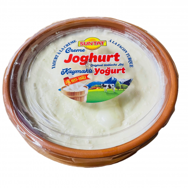 Grietinėlės-jogurto kremas (Kaymak) 5% moliniame indelyje SUNTAT , 700 g Grietinėlės-jogurto kremas (Kaymak) 5% moliniame indelyje SUNTAT , 700 g