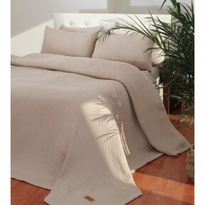 Lovatiesė ir pagalvės užvalkalai MARIE CLAIRE Marilou Beige, 240X260 cm + 2*50X70 cm
