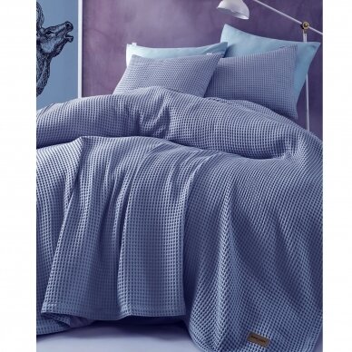 Lovatiesė ir pagalvės užvalkalai MARIE CLAIRE Marilou Blue, 240X260 cm + 2*50X70 cm